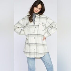 GENTLE FAWN Ladies Women’s Size Extra Small Cream & Brown Plaid Shacket …